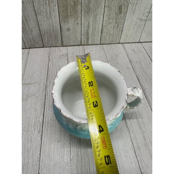 Vtg W.H Grindley &Co England Creamer Pitcher Porcelain Blue White Gold 3.5" Tall - Picture 9 of 9